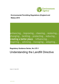 Environment Agency Regulatory Guidance Series, No LFD 1: Understanding the Landfill Directive (Version 2.0, March 2010)