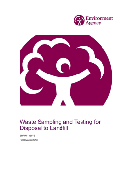 Environment Agency - Waste Sampling and Testing for Disposal to Landfill (March 2013)