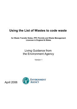 Environment Agency Using the List of Wastes to code waste (April 2006, Version 1)