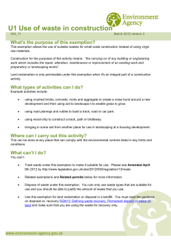 Environment Agency U1 Use of Waste in Construction (version 3, March 2012)