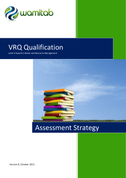 Level 3 award in waste and resource management assessment strategy