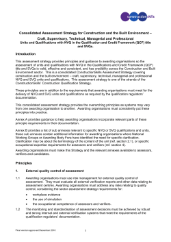 Consolidated assessment strategy for construction and the built environment