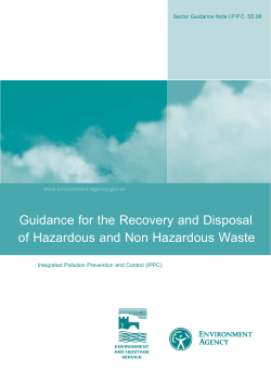 Guidance for the recovery and disposal of hazardous and non-hazardous waste