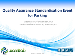 Quality Assurance and Standardisation Event for Parking Presentation