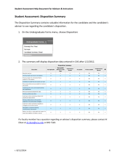 Advisor Help Document: Disposition Summary Sheet