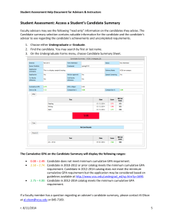 Advisor Help Document: Candidate Summary Sheet