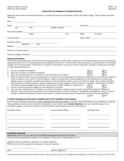 SEGS 1-13 Application for Admission to Teacher Education
