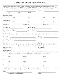 Federal Perkins Loan Questionnaire