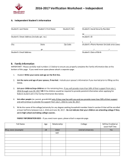 2016-2017 Verification Worksheet - Independent