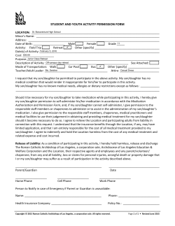 Junior Retreat 2016 Release Form