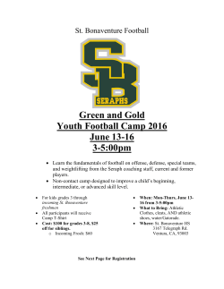 2016 GREEN AND GOLD YOUTH FOOTBALL CAMP DATES ANNOUNCED
