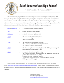 English Department Summer Reading 2015 list