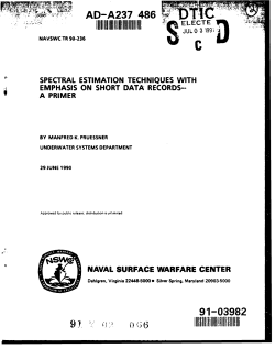 Spectral Estimation Techniques with emphasis on short data records A Primer by&nbsp;Manfred K. Pruessner