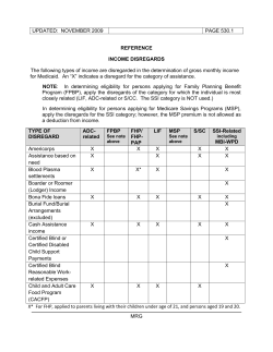 Income Disregard - pages 530.1 - 530.5