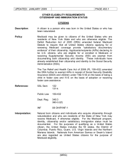 Citizenship and Immigration Status - Citizens Category 1: U.S. Citizens - pages 453.1 - 453.8a