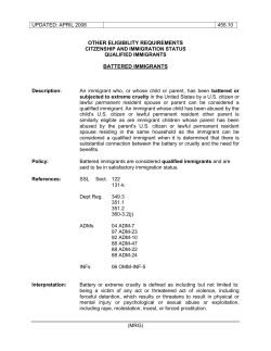Other Eligibility Requirements: Citizenship and Immigration Status - Qualified Immigrants - page 455.10-456.5