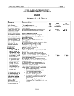 Other Eligibility Requirements: Citizenship and Immigration Status - Citizens - page 453.6-453.8