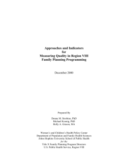 Indicators of Quality in Family Planning Programming
