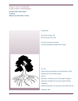 Public MCH Program Functions Framework: Essential Public Health Services to Promote Maternal and Child Health in America.
