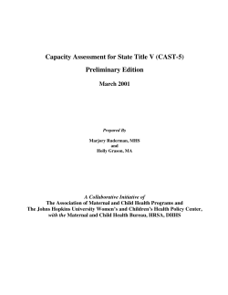 Capacity Assessment for State Title V (CAST-5) &ndash; Preliminary Edition