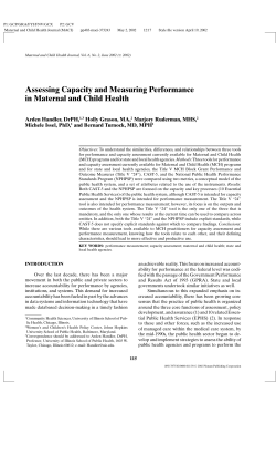 "Assessing capacity and measuring performance in maternal and child health."