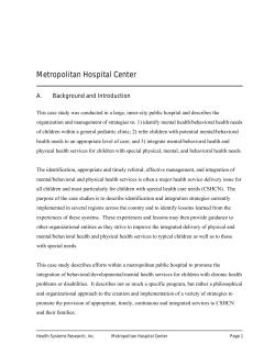 Mental and Physical Health: Barriers to and Strategies for Improved Integration -- Volume II: Case Study Reports