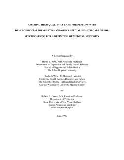 Assuring High Quality of Care for Persons with Developmental Disabilities and Other Special Health Care Needs: Specifications for a Definition of Medical Necessity