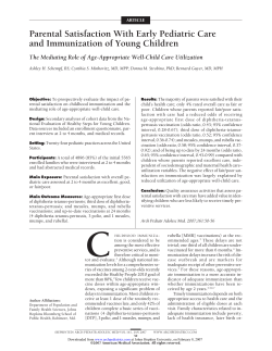 "Parental satisfaction with early pediatric care and immunization of young children: the mediating role of age-