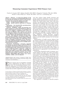 "Measuring Consumer Experiences With Primary Care."