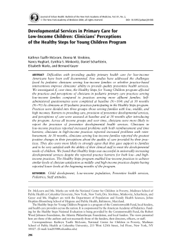 "Developmental Services in Primary Care for Low-Income Children: Clinicians' Perceptions of the Healthy Steps for Young Children Program."