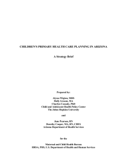 Children's Primary Health Care Planning in Arizona. A Strategy Brief.