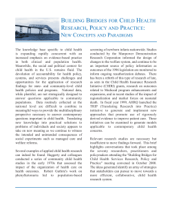 Building Bridges for Child Health Research, Policy and Practice: New Concepts and Paradigms, Issue Brief.