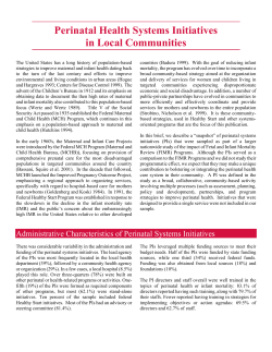 Perinatal Health Systems Initiatives in Local Communities.
