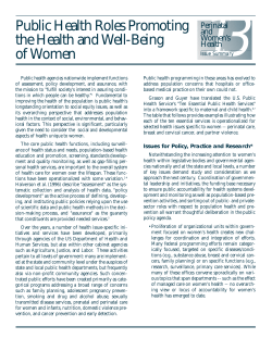 Public Health Roles Promoting the Health and Well-Being of Women.