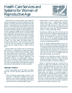 Health Care Services and Systems for Women of Reproductive Age.