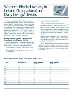 Women's Physical Activity in Leisure, Occupational and Daily Living Activities.