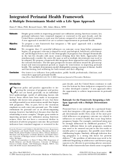 "Integrated perinatal health framework: A multiple determinants study with a life span approach."