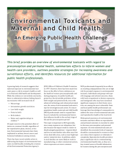 Environmental Toxicants and Maternal and Child Health: An Emerging Public Health Challenge