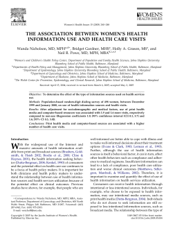 "The Association Between Women's Health Information Use and Health Care Visits."