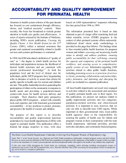 Accountability and Quality Improvement for Perinatal Health