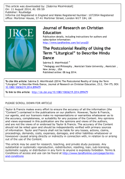 The Postcolonial Reality of Using the Term &lsquo;Liturgical&rsquo; to Describe Hindu Dance in the Journal of Research on Christian Education