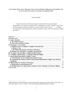 "Countering Prevailing Trends in Violation of Women's Rights to Life and Health: An Analysis of Nicaragua's Complete Abortion Ban"