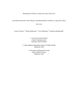 "Associations between Cancer History and Sleep Related Variables in Long-term Cancer Survivors"