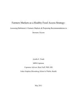 "Farmers Markets as a Healthy Food Access Strategy: Assessing Baltimore's Farmers Markets and Proposing Recommendations to Increase Access"