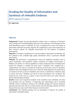 Grading Quality for Information and Synthesis of mHealth Evidence&rdquo;