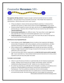 Counselor Resumes 101