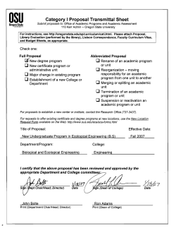 Proposal for BS in Ecological Engineering