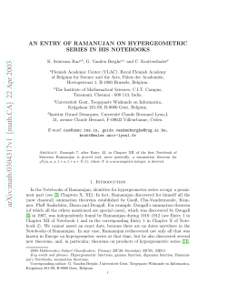 An Entry of Ramanujan on Hypergeometric Series in his Notebooks