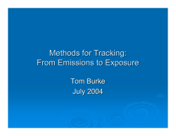 Methods for Tracking: From Emissions to Exposure