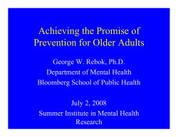Achieving the Promise of Prevention for Older Adults